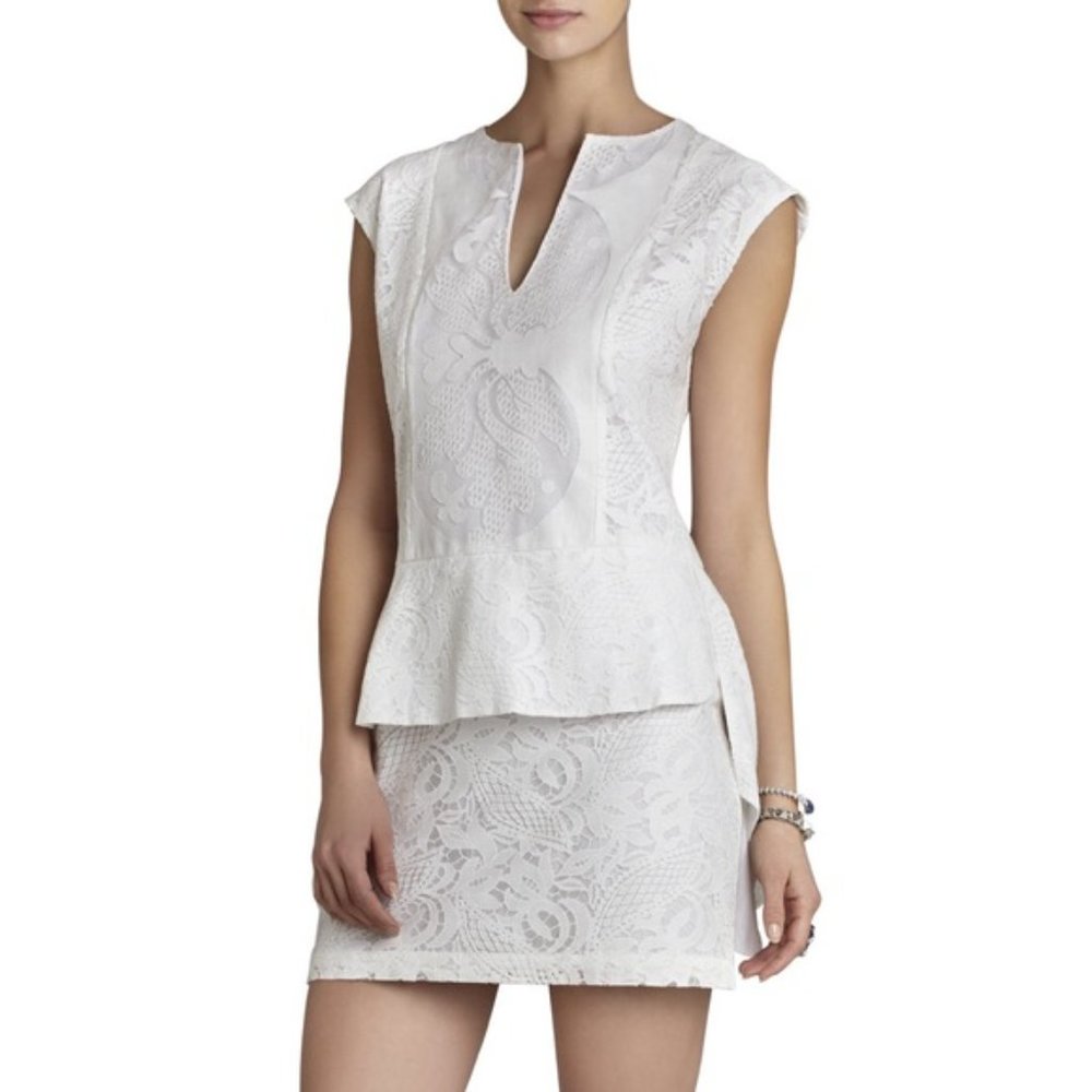 White Formal Lace Dress - BCBG Max Azria - Size 8
